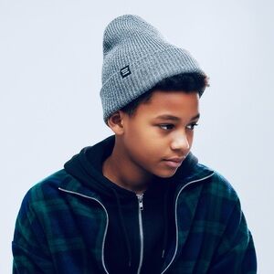 Herschel Kids Blue Melange Ribbed Knit Beanie OS